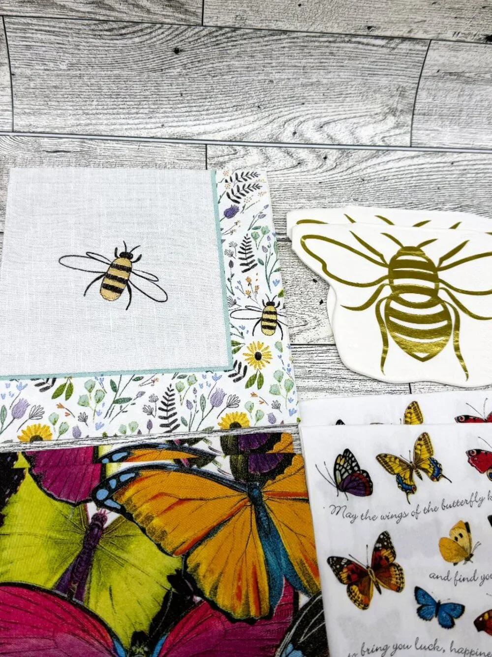 38 Napkins for Crafts/Decoupage - Birds, Bees, & Butterfly Theme-19 Napkins (x2)